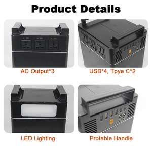Batterie externe portable LiFePO4 de qualité usine chinoise avec panneau solaire, onduleur à onde sinusoïdale pure et démarreur de secours pour le camping - Product Image 5