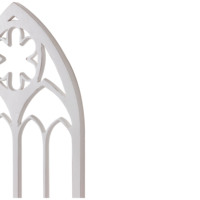 Vente en gros de cadre en arc de cathédrale gothique blanc fait à la main ornements décoratifs en bois rustique pour fenêtre cintrée décoration murale