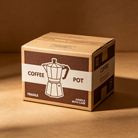Boîte d'emballage de luxe personnalisée pour cafetière, protection fragile, carton ondulé kraft, boîtes d'emballage alimentaire