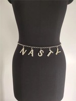 Chaîne de taille Sexy en strass argenté pour femmes, nouveau Style, personnalisé, lettres, ventre,