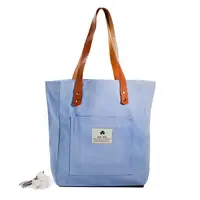 Borsa ecologica grande in tela con Logo stampato personalizzato borsa in tela con manico in pelle Shopping Market Tote Bag
