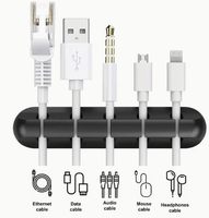 Clips de Silicona Autoadhesivos para Cables, 3/5/7 Orificios, Multifuncionales, Sostenibles, para Sala de Estar, Cuadrados Negros