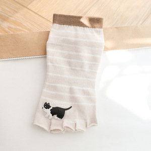 <span class=keywords><strong>Chaussettes</strong></span> pour femmes à cinq doigts, à bout ouvert, rayées, motif <span class=keywords><strong>chat</strong></span> mignon - Product Image 6