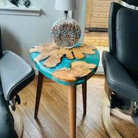 Mesa de centro personalizada de madera de olivo y resina epoxi, estilo rústico moderno, para sala de estar, precio de fábrica. - Product Image 5