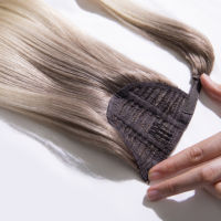 Queue de cheval à enrouler couleur ombrée en gros, double épaisseur, 100 % cheveux humains Remy européens, extensions de cheveux naturels