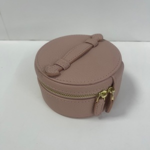 Factory Custom Logo Genuine Leather Jewelry <b>Box</b> Organizer Round Gift Packaging Packing <b>Earring</b> Round Jewelry Ring <b>Box</b> - Product Image 2