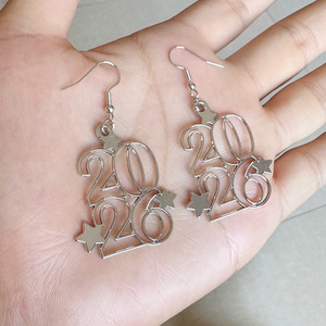 2025/<strong>2026</strong> Digital Earrings <strong>Fashion</strong> Metal Star Accessories New Year's Festival Women's Earrings Party Gifts Jewelry - Product Image 5