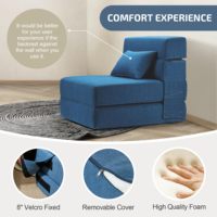 Canapé-lit pliant avec oreiller-Canapé convertible au sol et matelas de couchage, canapé pliable en mousse pour le salon bleu marine