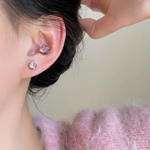 Custom Lady <b>Earring</b> Fashion Diamond 316L Stainless Steel 6 8mm Clip-on Diamond Magnetic Flat <b>Back</b> Magnet <b>Earrings</b> For Women - Product Image 2