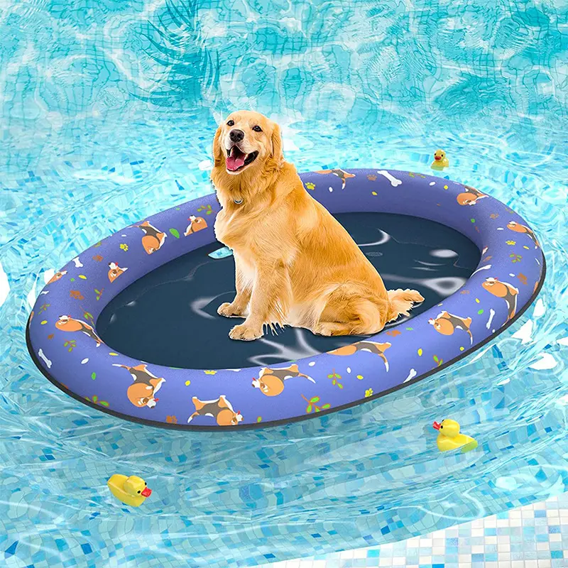 Opblaasbare Hond Drijvende Rijen Buiten Gazon Puppy Spelen Speelgoed Opblaasbaar Huisdier Drijvend Bed Zwembad Zwemring Water Spuitmat