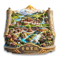 Souvenir de la ville du patrimoine naturel mondial Shangri-La, aimant de réfrigérateur magnétique en métal gaufré 3D, créatif et culturel