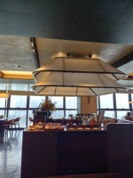 Lustre suspendu moderne de style chinois, grand luminaire en tissu, idéal pour hall d'hôtel de luxe, lampe suspendue carrée personnalisée pour salon de thé