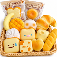 Lot de jouets sensoriels anti-stress à presser en forme de pain, croissant, toast et banane, mignons et à remontée lente, pour la vente en gros