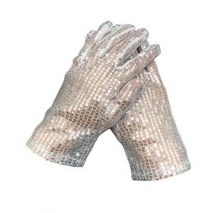 Guantes de baile de lentejuelas brillantes para niños y adultos, guantes de disfraz, guantes de lentejuelas brillantes plateados para vestir, fiesta, Halloween, Navidad - Product Image 1