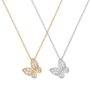 สร้อยคอจี้ผีเสื้อประดับเพชร CZ เงินแท้ S925 ชุบทอง 14K ดีไซน์ทันสมัย สำหรับผู้หญิง รับผลิตแบบ OEM ODM - Product Image 1