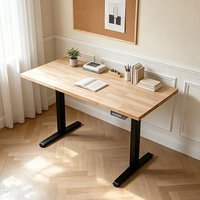 Vente en gros de bureau à thé personnalisé marron à hauteur réglable table basse en bois table élévatrice d'ordinateur de bureau avec manivelle