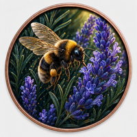 Pièces de monnaie en cuivre 5 oz .999 Cuivre Pur, motif Abeille, Fleur de Lavande, Pollen de Jardin, Impression UV Colorée, Cadeau