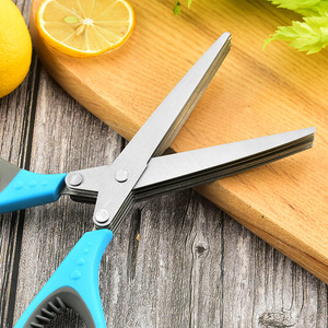 Ciseaux à Ciboulette en Acier Inoxydable à Cinq Lames, Coupe-Herbes de Cuisine Robuste Vert Bleu Rose 2CR13PPTPR Fabriqué à Yangjiang - Product Image 3