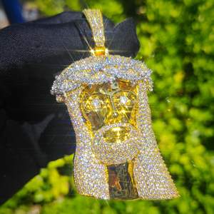 Collana con Ciondolo Personalizzato Gesù Cristianismo Hip Hop, Placcata Oro 18k con Zirconi, Gioielli alla Moda per Uomo - Product Image 2