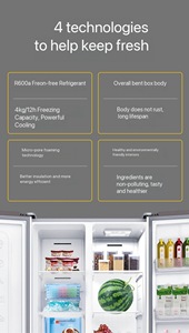 Réfrigérateur américain double porte côte à côte SKYWORTH 421L, le plus populaire, grande capacité, contrôle par ordinateur, pour la maison - Product Image 6