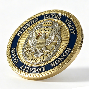 Pièce de monnaie commémorative personnalisée en alliage de zinc 3D gaufré, finition émail bleu marine, pour Halloween, Noël, ou événements commémoratifs et honorifiques - Product Image 4