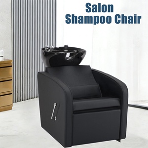 Bac à shampoing réglable en céramique de porcelaine marron avec chaise de lavage pour équipement de salon de coiffure, spa et institut de beauté - Product Image 1