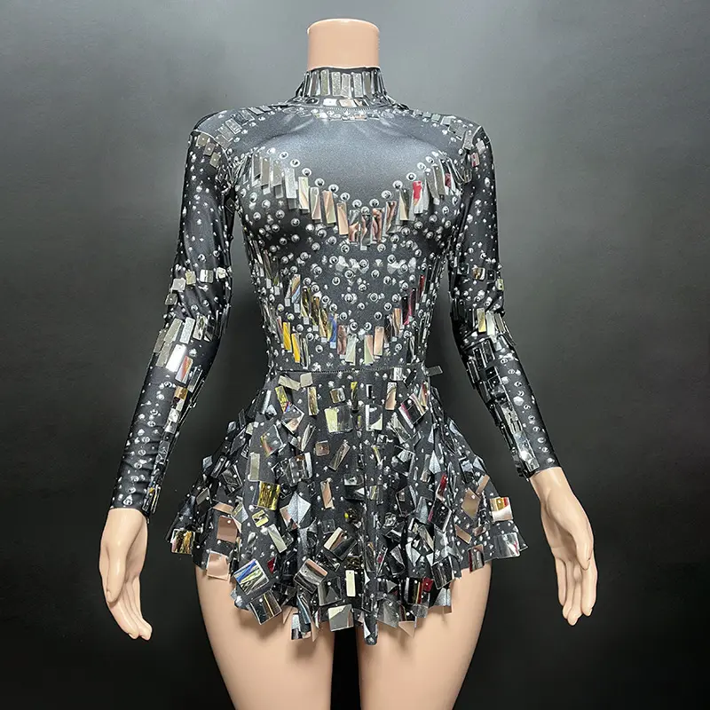 새로운 트렌드 여성의 옷 미니 블랙 스팽글 원피스 겸손한 스판덱스 무도회 드레스 2024 우아한 파티
