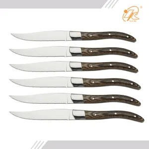 Home Utensil gezacktes Steak messer Holzgriff Besteck Set 6 PCS Laguiole Steak messer mit Holzkiste