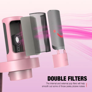 Microphone <span class=keywords><strong>Fifine</strong></span> <span class=keywords><strong>A8</strong></span> rose, microphone à condensateur USB pour studio d'enregistrement, microphone de streaming en direct, microphone de jeu professionnel RGB - Product Image 5