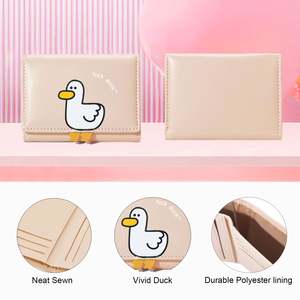 Cute 3D Duck Mini Folding <b>Wallet</b> Tiny Purse for Women-Cash Pocket Card <b>Holder</b> ID Window Animal Print Faux Leather <b>Wallet</b> - Product Image 3
