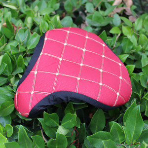 <b>Round</b> Winter Leather Seat Covers For Electric Scooters Black With Red Stitching Warm <b>Cushion</b> Protective Pad - Product Image 5