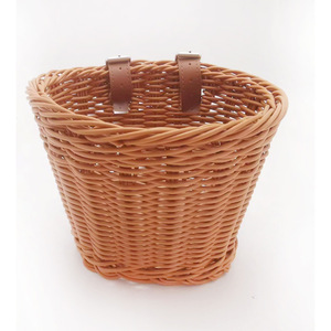 Cesta de <span class=keywords><strong>bicicleta</strong></span> tejida a mano, imitación de ratán, 23cm x 19cm x 17cm, soporte para manillar, color café Retro, duradera, para bicicletas eléctricas - Product Image 4