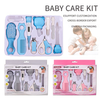 Ensemble de soins pour bébé en plastique 10 pièces : brosse à poils doux, coupe-ongles, aspirateur nasal, compte-gouttes, distributeur de médicaments