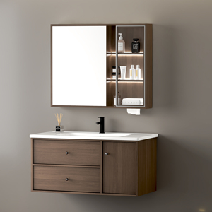 Mueble de Baño Moderno de Madera Sólida de Lujo para Villa, con Espejo Inteligente, Lavabo de Cerámica, Montado en la Pared, con Dos Cajones Silenciosos - Product Image 5