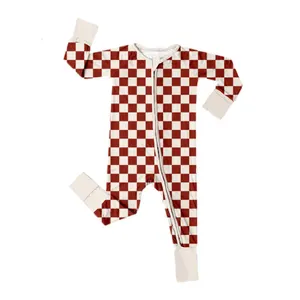 Custom Organic Newborn Baby Bamboo Jumpsuit Footie BabI Onesie Wholesale Kids Pajamas Convertible Zipper Bamboo Baby Romper