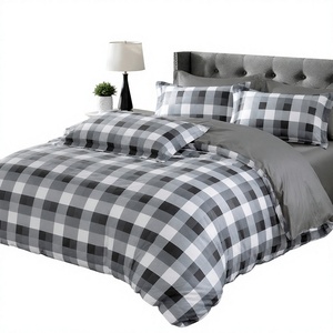 Juego de Ropa de Cama de Algodón con Diseño Clásico a Cuadros Buffalo, en Negro, Blanco y Gris, para B&B, Envío Directo desde la UE, 3 Piezas - Product Image 1