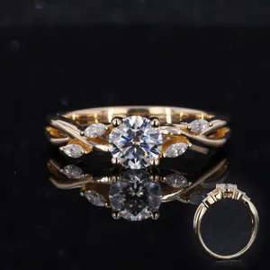 Starsgem wholesale price fashion style 10k 14k 18k yellow gold moissanite engagement ring for women