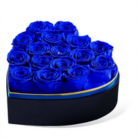 Kotak Berbentuk Hati Forever Blue Roses 16 Mawar Biru Awet Berkualitas Tinggi 100% Asli Hadiah Ulang Tahun untuk Ibu Istri Pacar