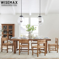 WISEMAX FURNITURE Chaise de salle à manger rétro de style campagne en bois de frêne avec dossier en rotin naturel Chaise de salle à manger pour cuisine villa