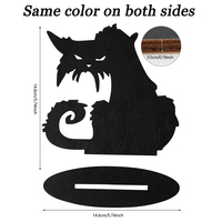 Vente en gros de décorations artisanales d'Halloween chat noir effrayant avec sensation d'ambiance en bois pour les décorations de fête