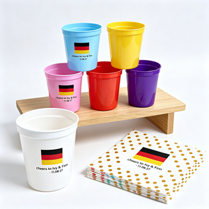 Gobelets de mariage et de stade personnalisés réutilisables en plastique de 16 oz (500 ml) avec logo, serviettes et couvercles isolants - Product Image 1