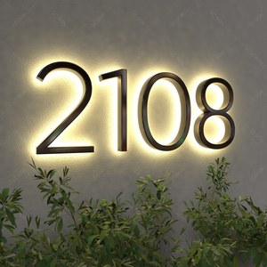 Numéros lumineux modernes en acier inoxydable rétroéclairé, lettres d'adresse <span class=keywords><strong>de</strong></span> chambre d'hôtel, enseigne lumineuse LED, numéros <span class=keywords><strong>de</strong></span> <span class=keywords><strong>maison</strong></span> - Product Image 4