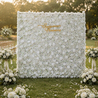 Nouvelle conception d'usine : Mur de fleurs artificielles roses blanches, idéal pour les fêtes d'anniversaire romantiques, les mariages et les banquets
