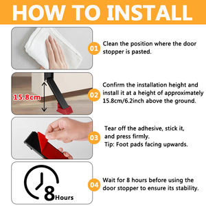 Butée <span class=keywords><strong>de</strong></span> <span class=keywords><strong>porte</strong></span> en acier inoxydable sans perçage Coupe-vent Anti-collision Butée <span class=keywords><strong>de</strong></span> <span class=keywords><strong>porte</strong></span> en métal pour la maison avec support <span class=keywords><strong>de</strong></span> <span class=keywords><strong>porte</strong></span> <span class=keywords><strong>auto</strong></span>-adhésif en caoutchouc - Product Image 6