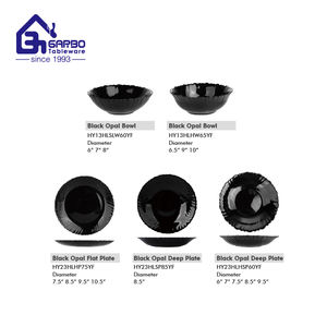 Nouvelle conception décalcomanie 33 pièces ensembles de verrerie <span class=keywords><strong>opale</strong></span> noire 7.5 "plaque latérale 14" plaques ovales pour le marché indien Offre Spéciale ensembles de verre <span class=keywords><strong>opale</strong></span> - Product Image 6