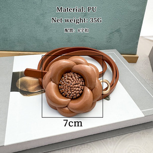 Cintura da Donna in Pelle di Alta Qualità, Cinture in Pelle PU alla Moda con Camelia, Cinture in Vera Pelle Personalizzate per Abiti - Product Image 4