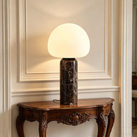 Lampe de table décorative de luxe en marbre naturel, design champignon en verre, pour villa, salon, chambre, bureau