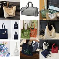 Tas Kanvas dengan Pegangan Cincin Bambu Alami, Penutup Tali Serut, Tas Jinjing untuk Aktivitas Santai Sehari-hari, Logo Kustom Grosir