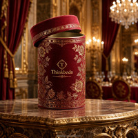 Tube à vin en velours floqué de qualité supérieure, intérieur en métal doré, motif floral vintage en feuille d'aluminium pour commandes de cadeaux en gros personnalisées