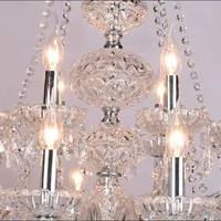 Lustre en cristal de style européen à 6 lumières, cadre doré, lumière LED blanc chaud E14, luminaire suspendu pour salon